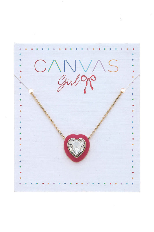 Zoey Heart Delicate Children's Necklace in Fuchsia
