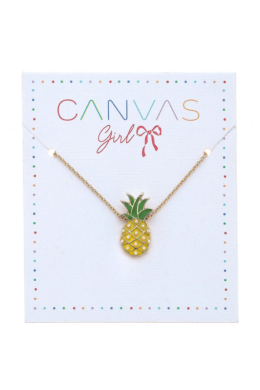 Zoey Pineapple Delicate Children's Necklace in Yellow
