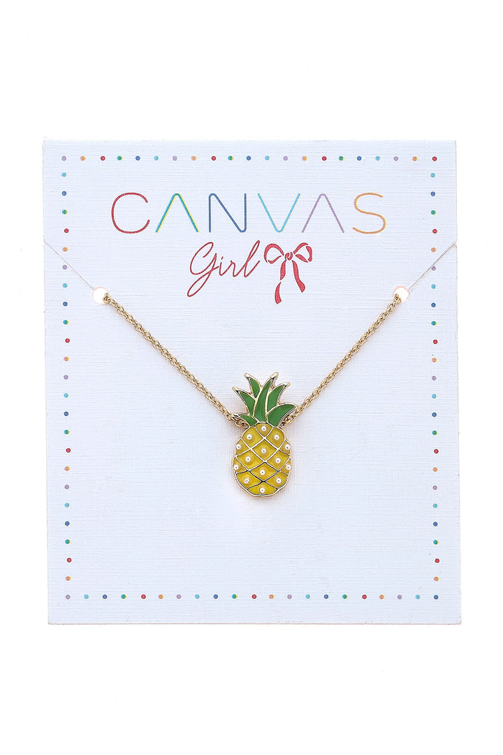 Zoey Pineapple Delicate Children's Necklace in Yellow