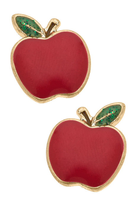 Apple Enamel Stud Earrings