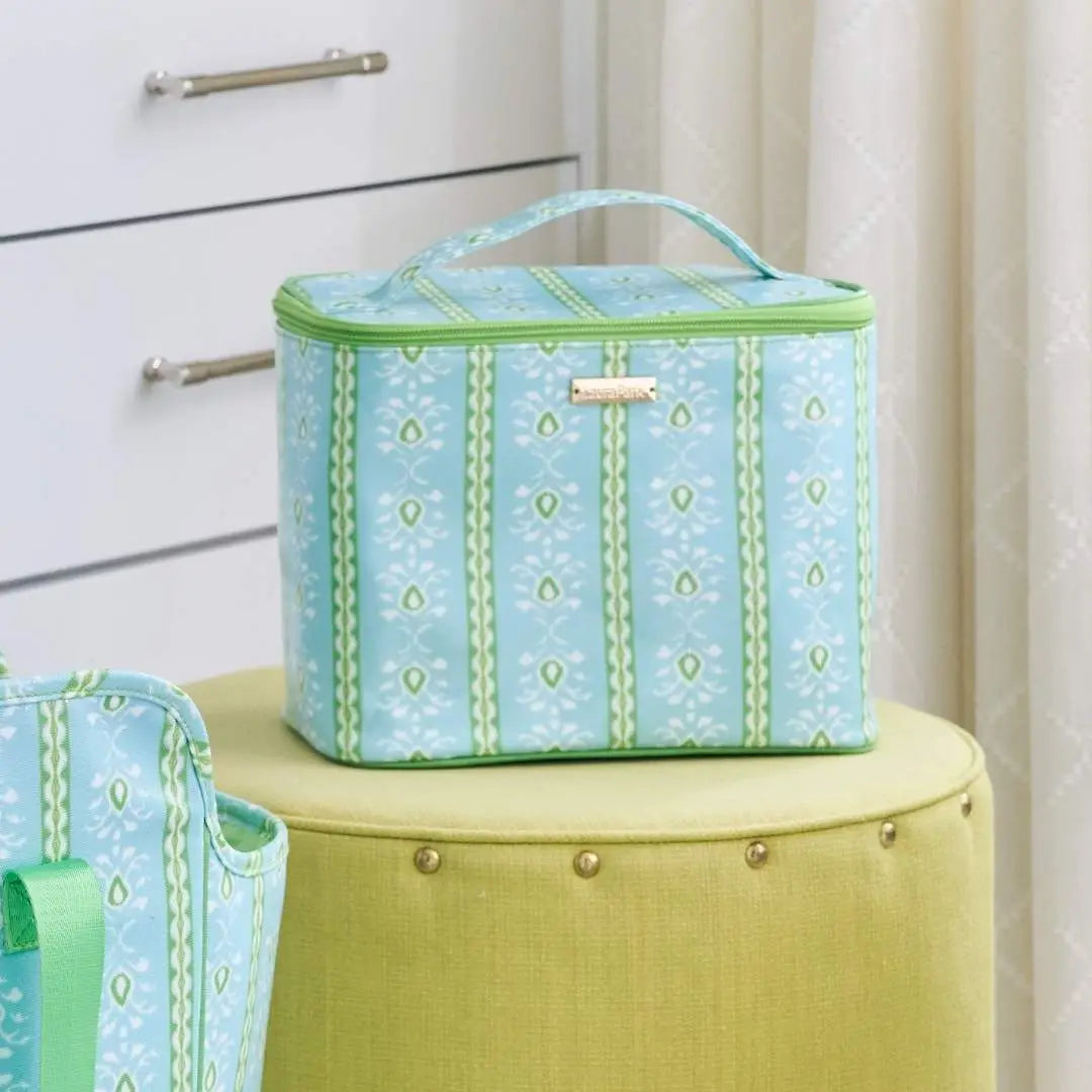 Train Case | Rosemary Stripe Blue
