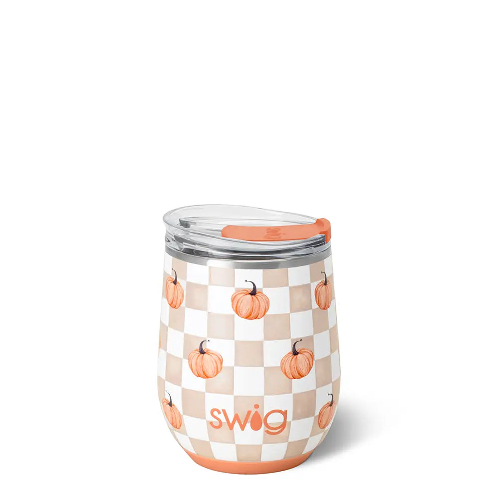 12oz Stemless Wine Cup | Pumpkin Check