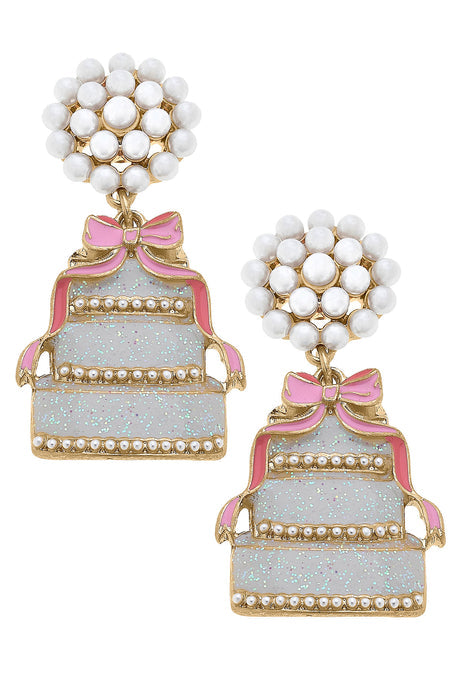 Brides & Bows Enamel Wedding Cake Earrings