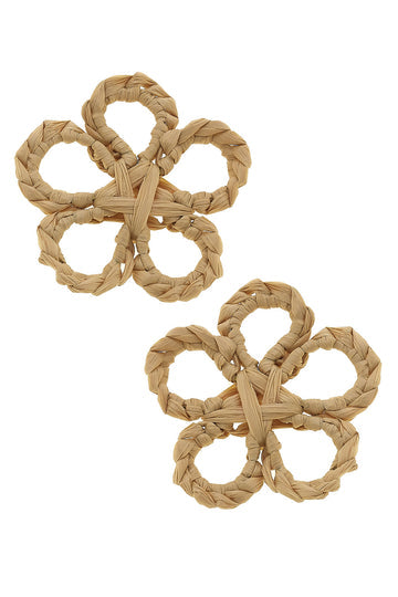 Tahiti Raffia Stud Earrings | Natural