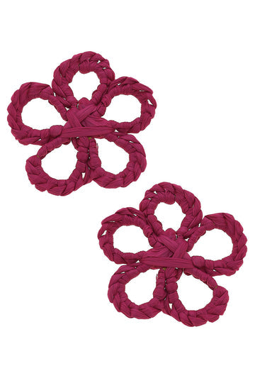 Tahiti Raffia Stud Earrings | Pink