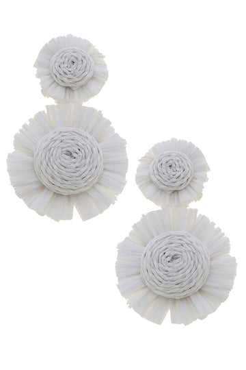 Maui Raffia Statement Earrings | White