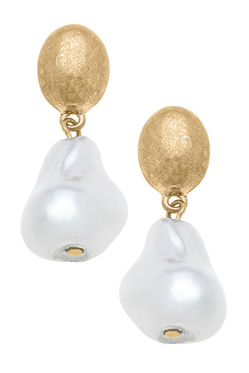 Lulu Baroque Pearl Drop Earrings | Worn Gold & Ivory