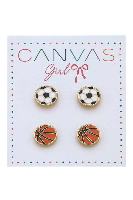 Eloise Soccer Ball & Basketball Children’s Stud Earrings