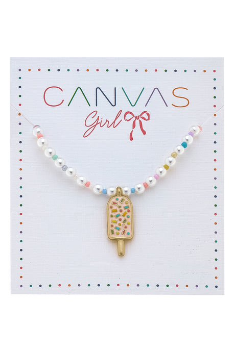 Samantha Popsicle Beaded Pearl Children’s Necklace