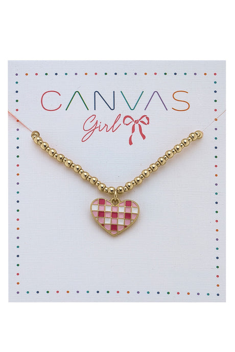 Livi Gingham Heart Children’s Necklace