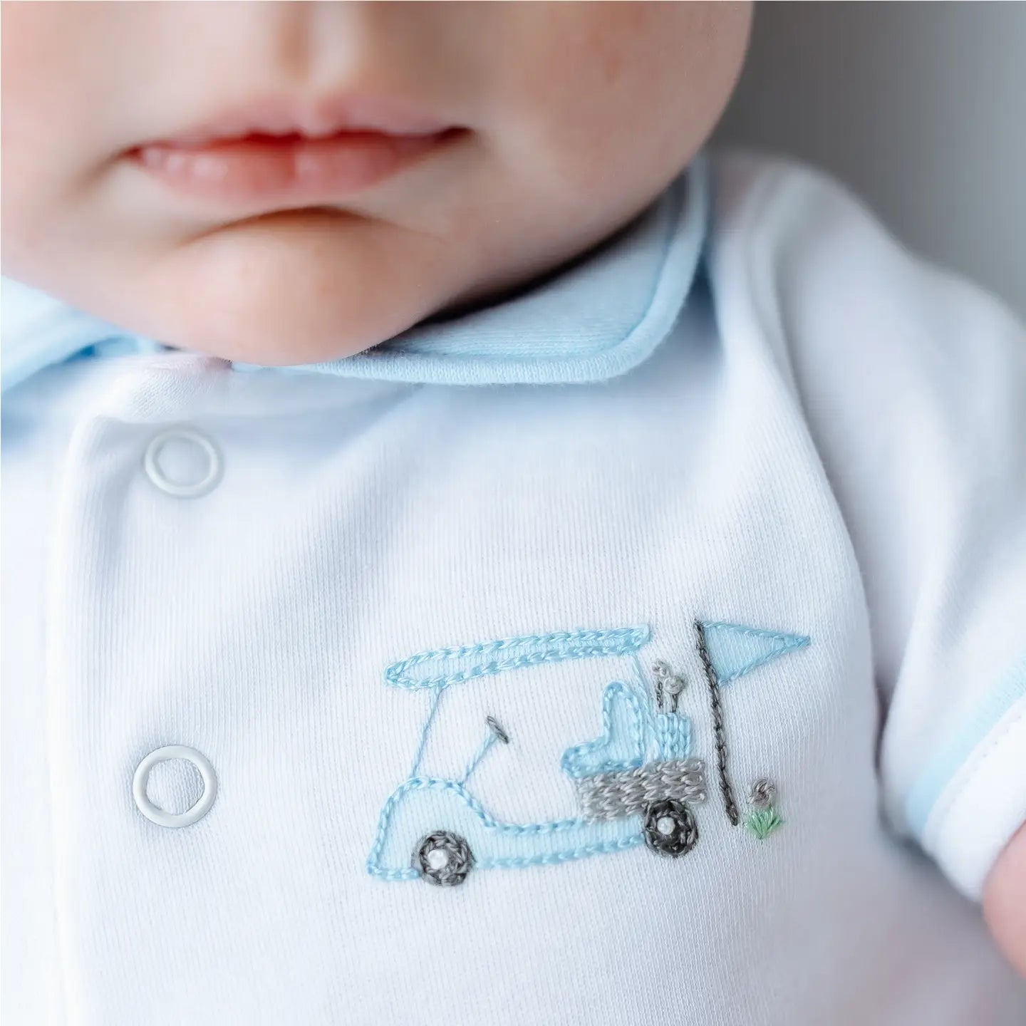 Little Golfer Collared Bodysuit | Light Blue