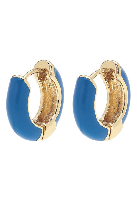 Cici Hinged Enamel Huggie Hoop Earrings | Blue
