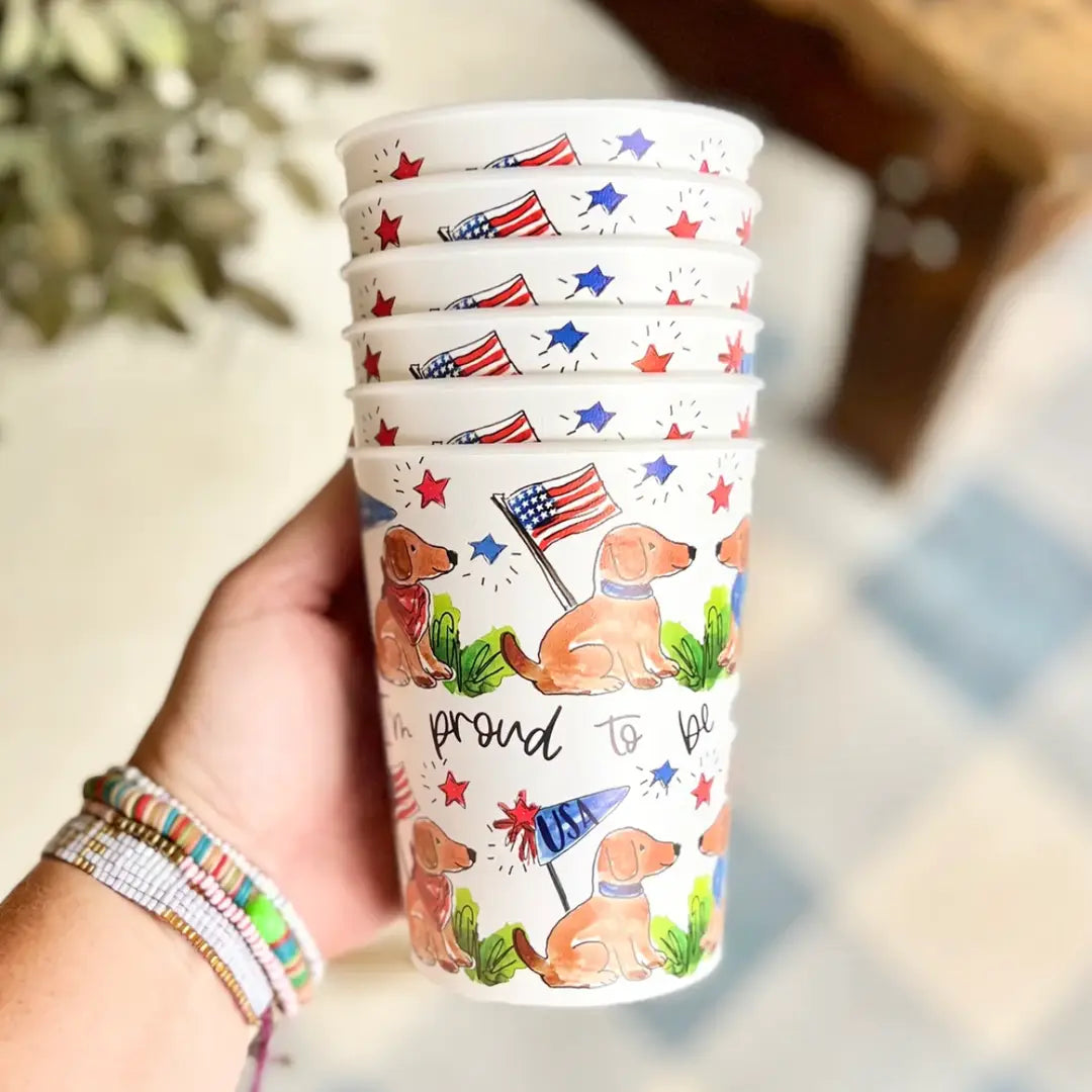 American Dog Patriotic Cups