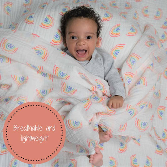 Muslin Swaddle Blanket | Somewhere Over the Rainbow
