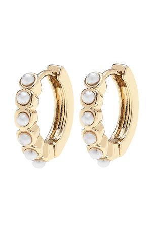Mini Huggie Hoop Earrings | Blakely Pearl Studded