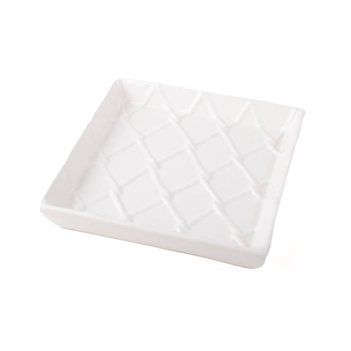 Textured Beverage Napkin Tray | White