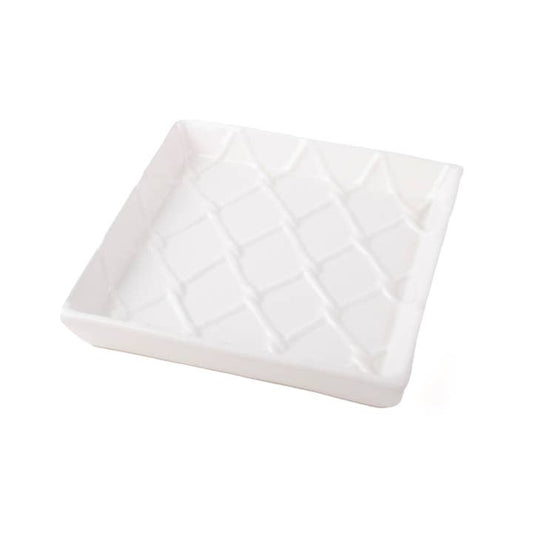 Textured Beverage Napkin Tray | White