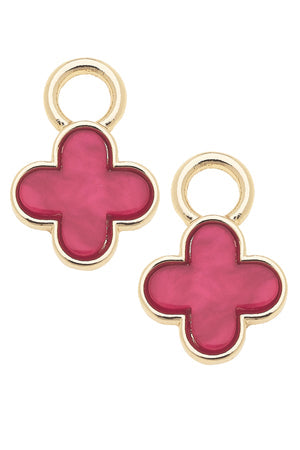 Huggie Charm | Set of 2 | Neon Pink Marbled Clover
