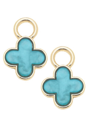 Huggie Charm | Set of 2 | Teal Marbled Clover