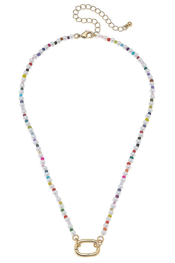 Mini Mazie Rainbow Pearl Charm Necklace Base | Ivory