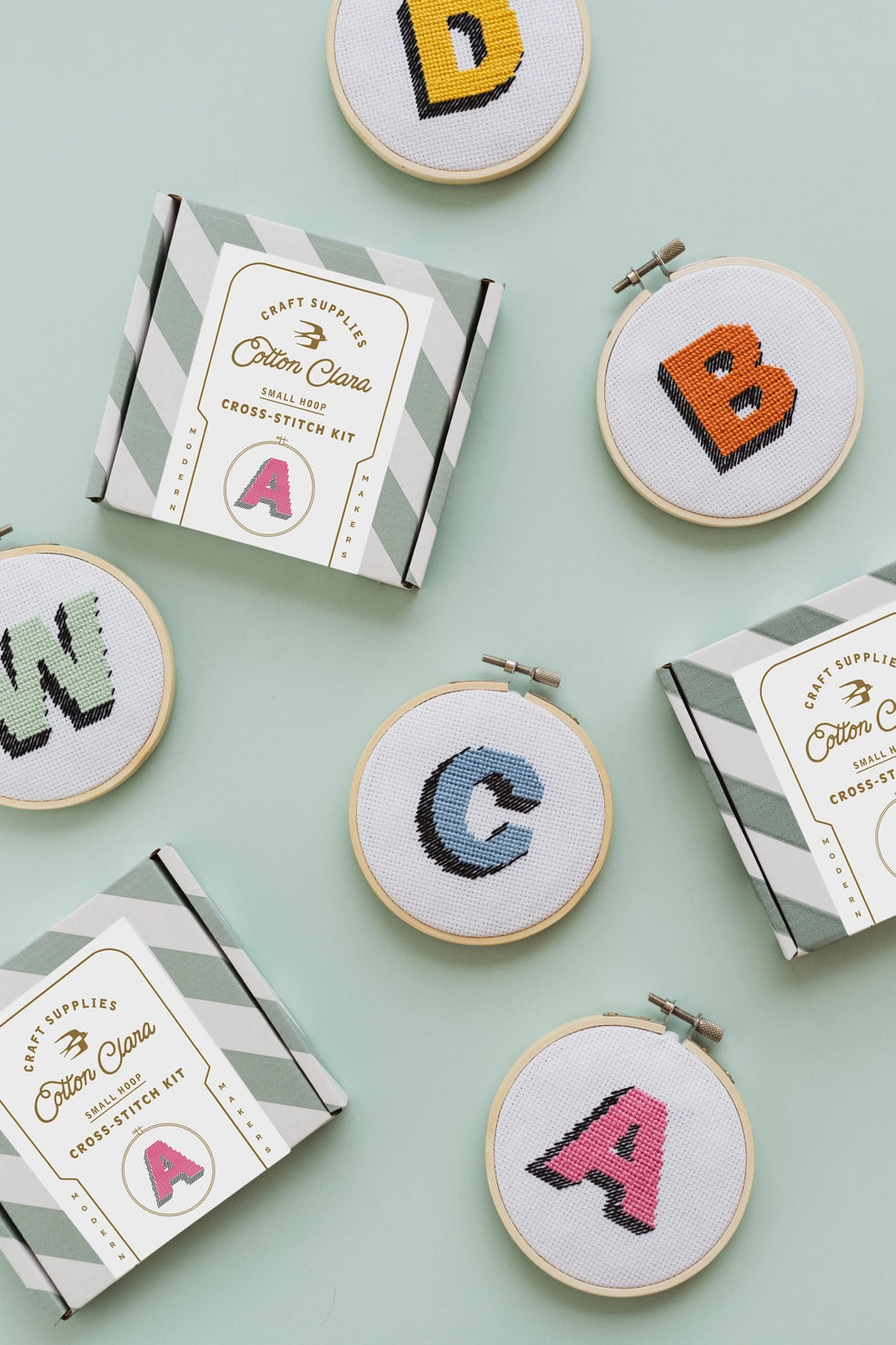 Drop Shadow Monogram Alphabet Cross Stitch Kit