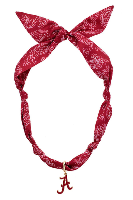 Alabama Crimson Logo Bandana Scarf Necklace