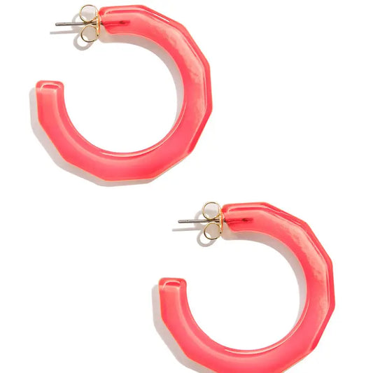 Small Textured Hoop Earring | Coral