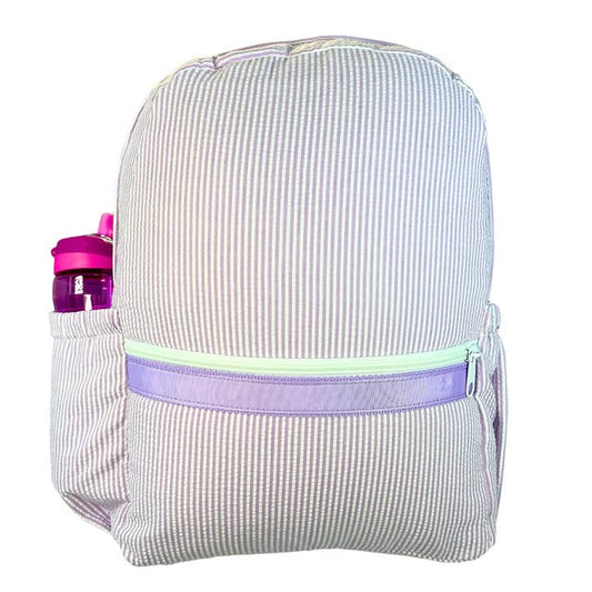 Medium Backpack w/ Pocket | Lilac Seersucker