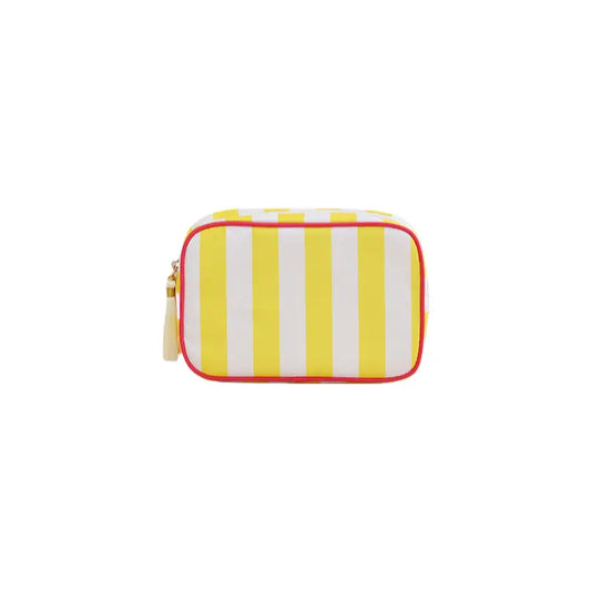 Striped Cosmetic Bag | White & Yellow