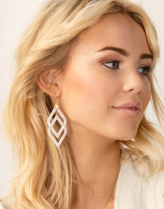 Deco Drama Earrings White Shimmer