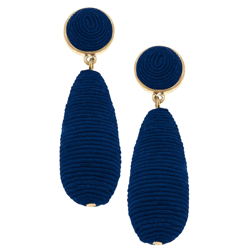 Brielle Silk Cord Drop Earrings in Navy