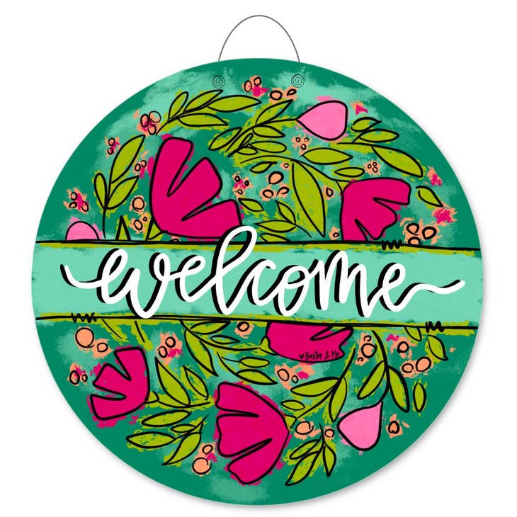 Door Hanger | Welcome Pink Floral