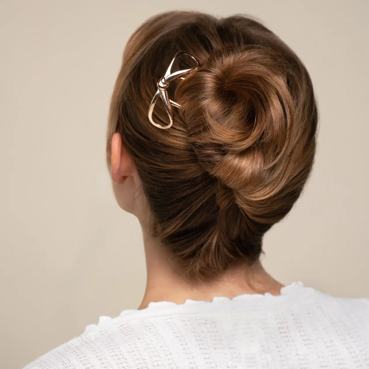 Mini Metal Bow French Hair Pin | Gold