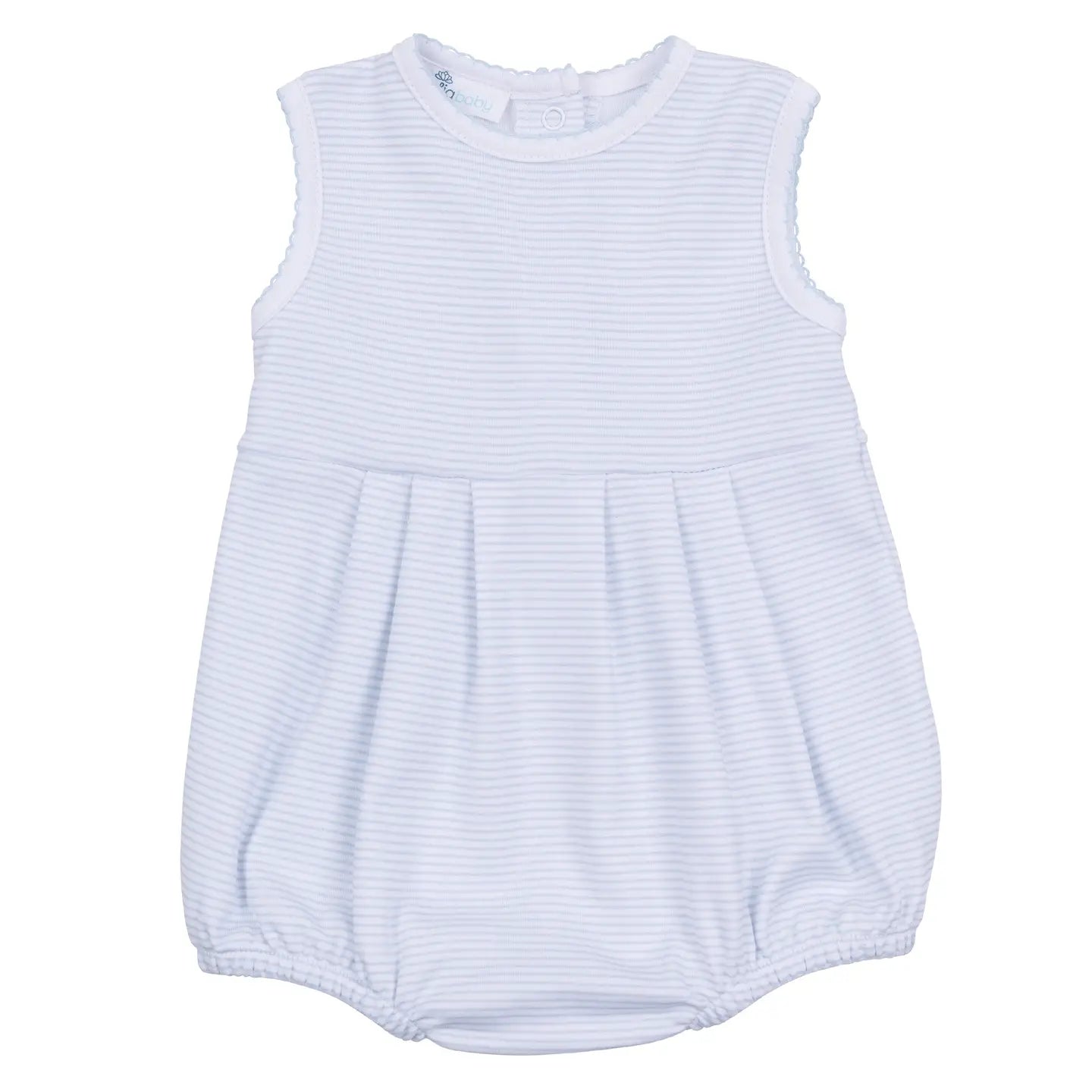 Mini Stripes Sleeveless Bubble | Light Blue