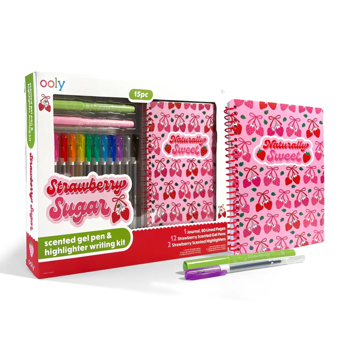 Strawberry Sugar: Scented Gel Pen & Highlighter Writing Kit
