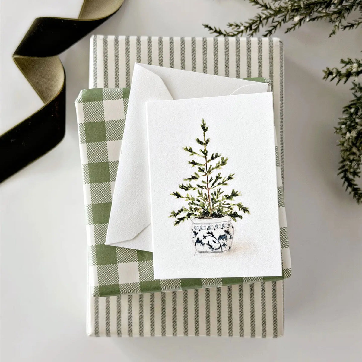 Enclosure Card | Blue Potted Tree