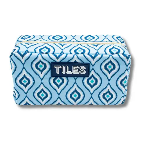 Premium Mahjong Tile Bag | Blue Ikat