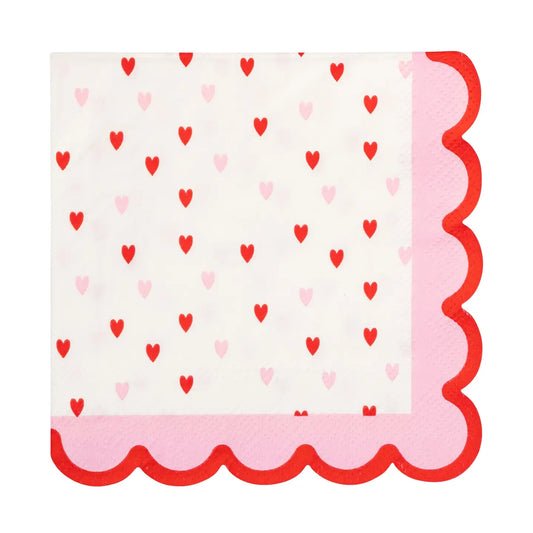 Cocktail Napkins | Little Red Pink Hearts