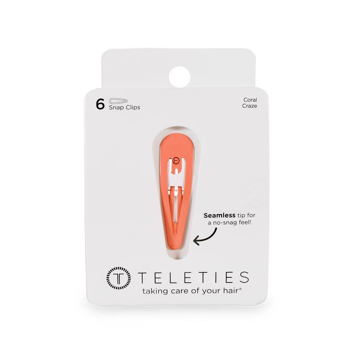 Teleties Snap Clip | 6 Count | Coral Craze