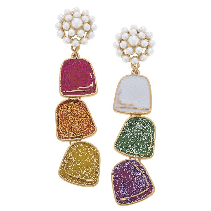 Gum Drop Linked Enamel Earrings in Multi