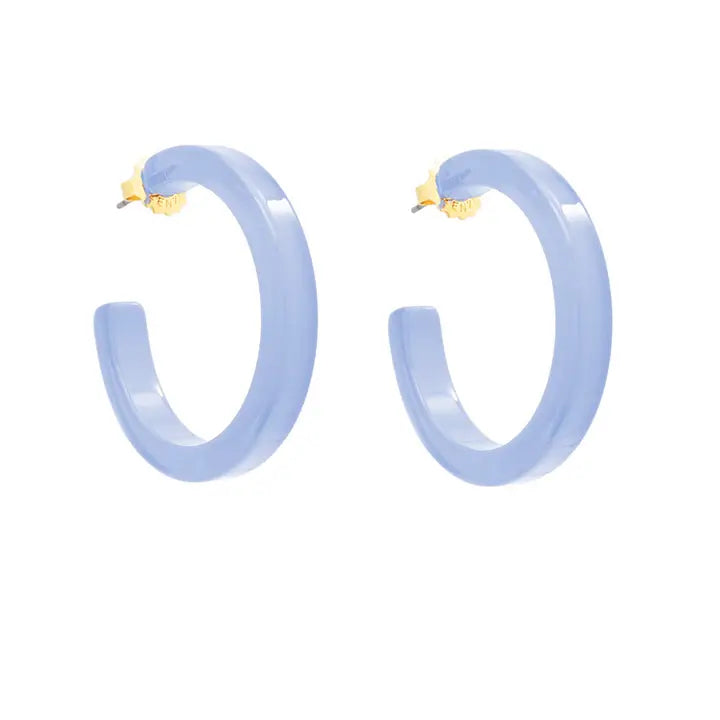 Medium Resin Hoop Earring | Light Blue