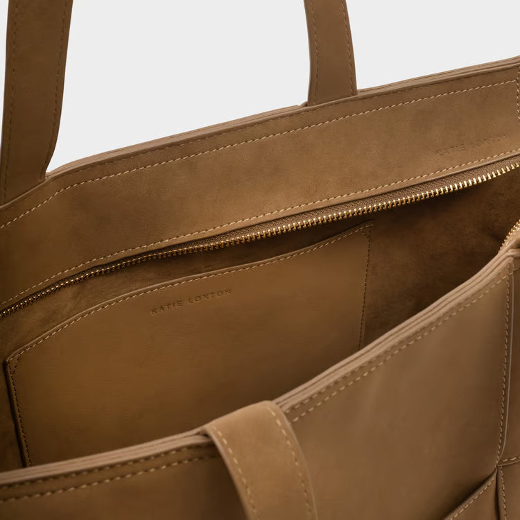 Taya Hand Woven Suedette Tote Bag | Caramel