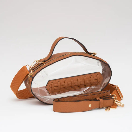 Football Shaped Clear Purse | Brown