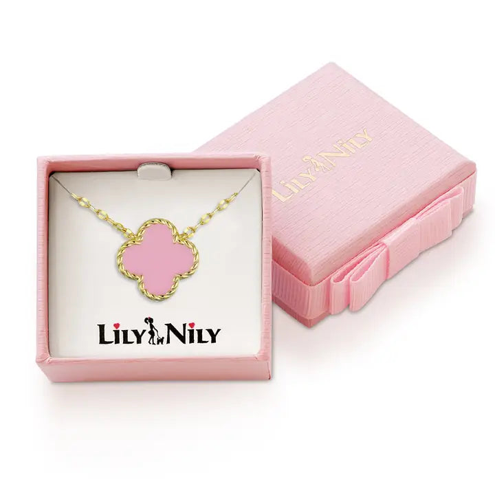 Necklace | Gold | Four Leaf Clover | Pink