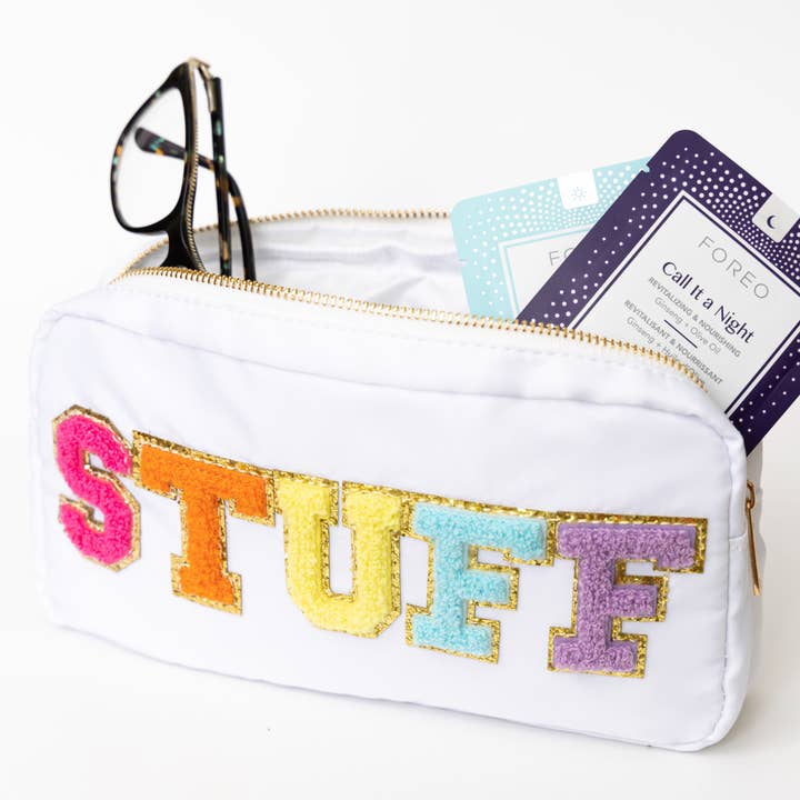 Nylon Chenille Travel Makeup Pouch | Stuff | White/Multi