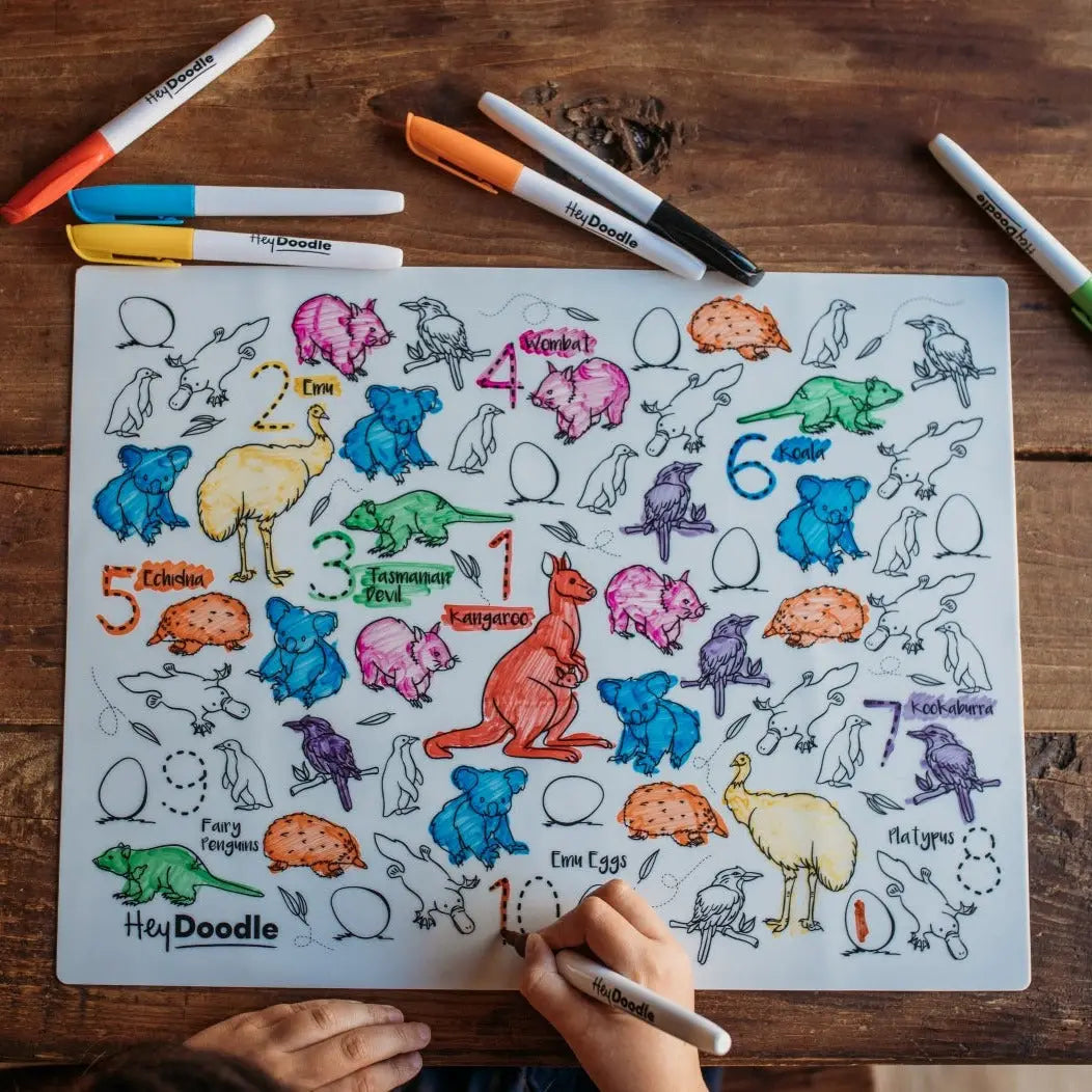 Classic Coloring & Doodle Mat | Aussie Animals