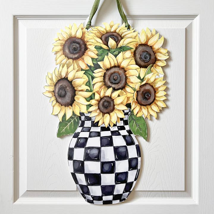 Door Hanger | Sunflower Check Vase