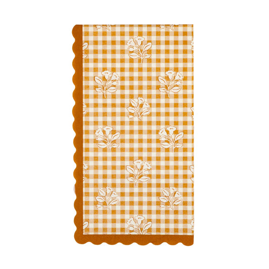 Rust Gingham Block Print Dinner Paper Napkins