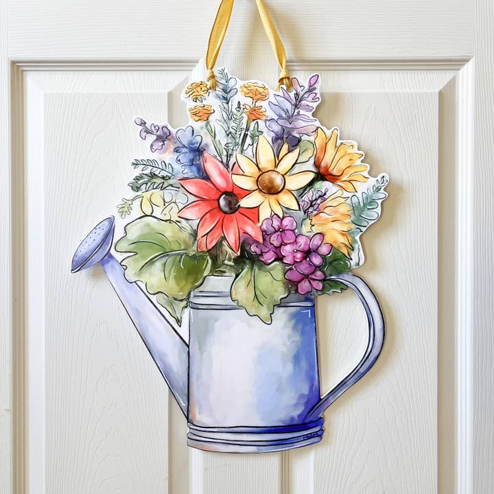 Door Hanger | Spring Flower Watering Can