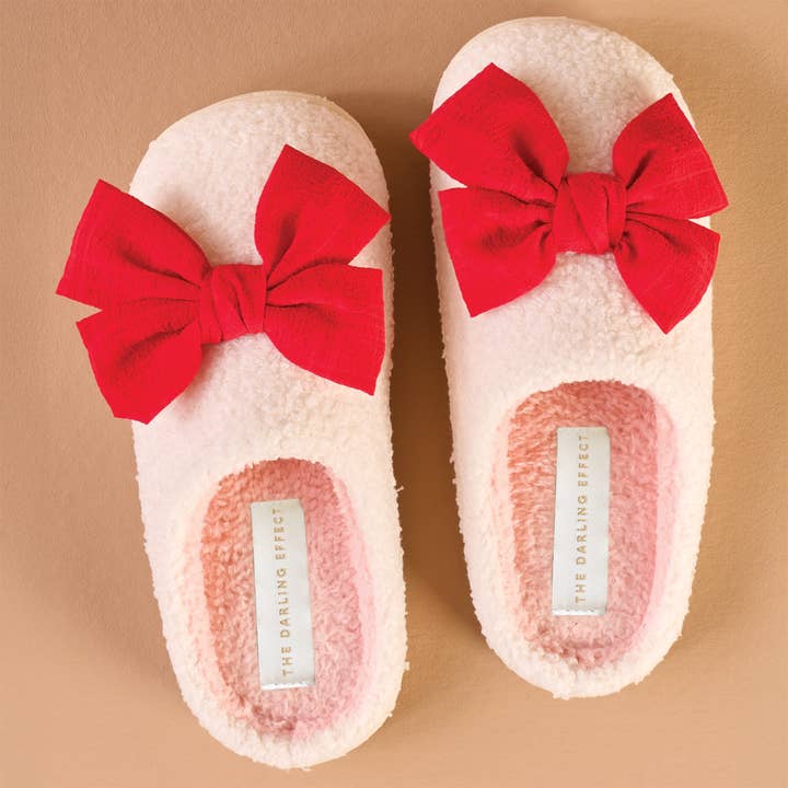 Fuzzy Slippers | Betty Bow Red